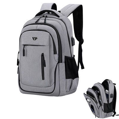 Lielas ietilpības vīriešu mugursoma klēpjdators 15.6 Oxford Grey Solid High School Somas pusaudžu koledžas studentu mugursoma daudzfunkcionāla soma