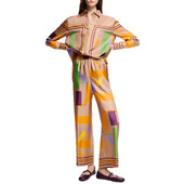 CHCH laza geometriájú ing nadrág szett női nyomott szatén kétrészes felsők széles szárú nadrág 2024 alkalmi kétrészes szett