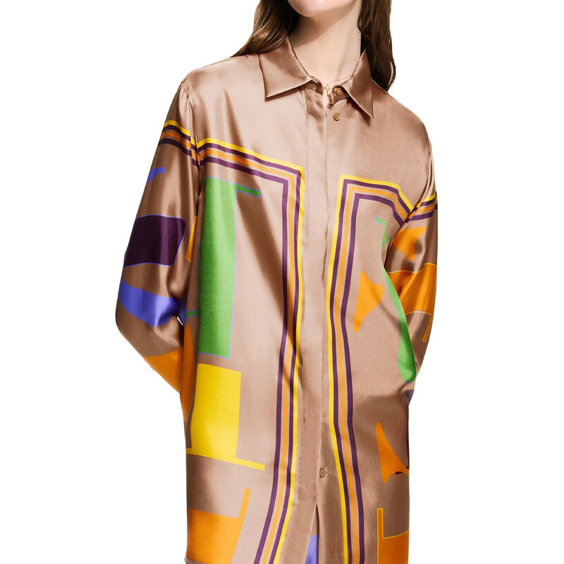 CHCH laza geometriájú ing nadrág szett női nyomott szatén kétrészes felsők széles szárú nadrág 2024 alkalmi kétrészes szett