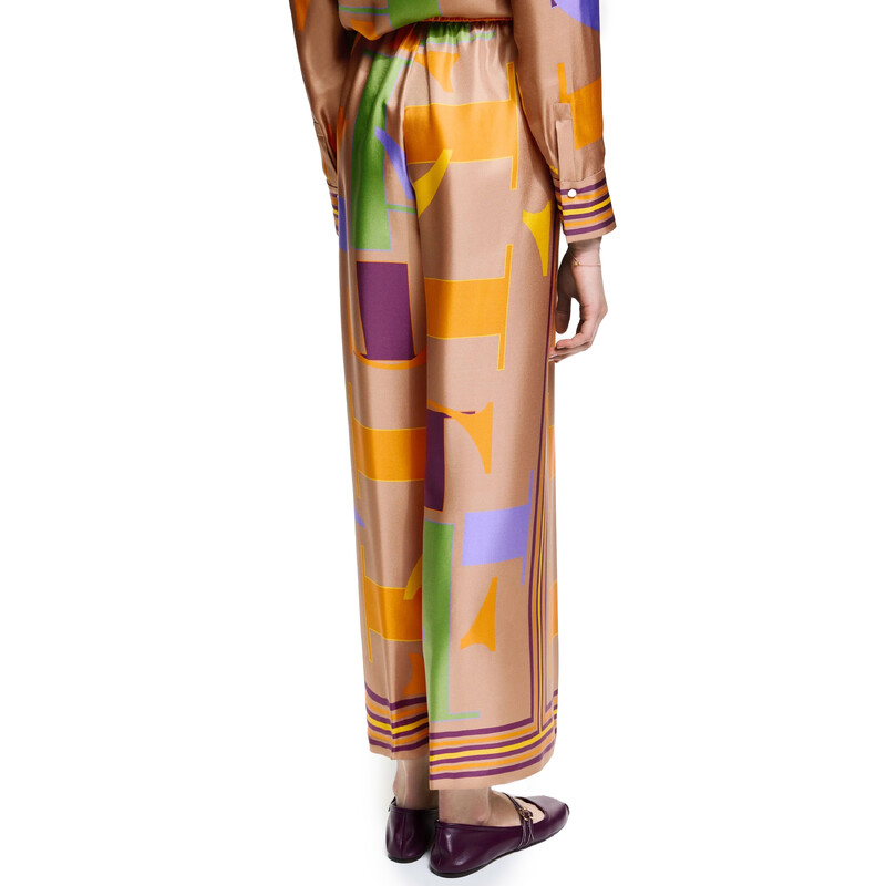 CHCH laza geometriájú ing nadrág szett női nyomott szatén kétrészes felsők széles szárú nadrág 2024 alkalmi kétrészes szett