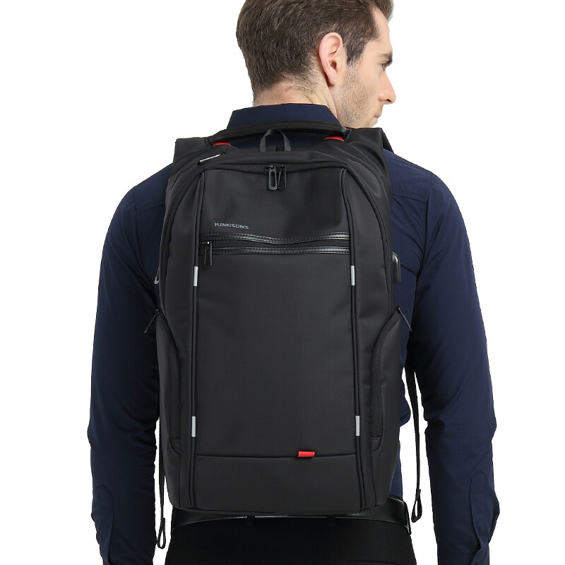Kingsons Men 15,6/17,3 palcový notebook Business Backpack Muž Proti krádeži Cestovná taška USB Nabíjanie Vodotesný batoh pre dospievajúcich
