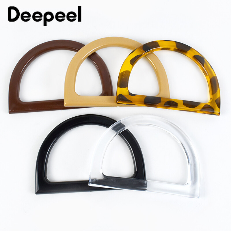 2/5 τμχ Deepeel 12cm Σχήμα D Τσάντα Πλαστική λαβή Μόδα Γυναικεία Πορτοφόλι Πλαίσιο Υφαντή-τσάντα Ανταλλακτικές λαβές Αξεσουάρ υλικού