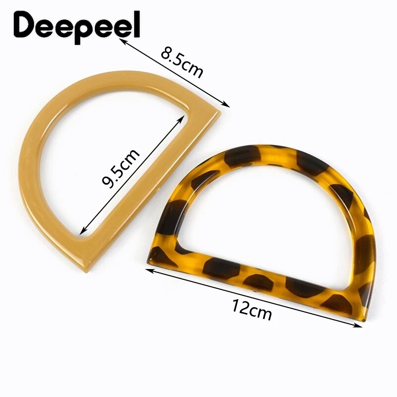 2/5 τμχ Deepeel 12cm Σχήμα D Τσάντα Πλαστική λαβή Μόδα Γυναικεία Πορτοφόλι Πλαίσιο Υφαντή-τσάντα Ανταλλακτικές λαβές Αξεσουάρ υλικού