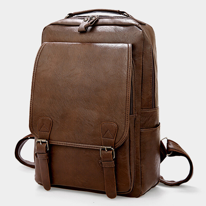 Nagy kapacitású laptop hátizsák férfi alkalmi divat táskák férfiaknak retro cipzáras PU bőr hátizsákok férfi utazó vízálló táska férfi