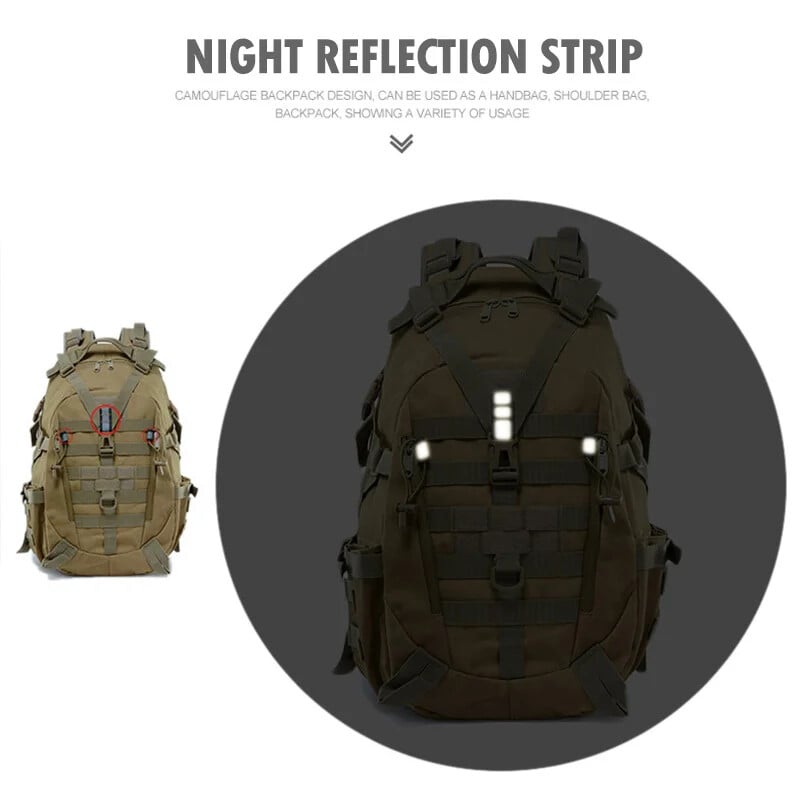40L taktický batoh pre mužov, kempingové, turistické, reflexné, outdoorové cestovné tašky, Molle 3P lezecký batoh