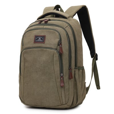 Plátenný batoh pre mužov, outdoorový kempingový batoh, mužský mládežnícky khaki nepremokavý cestovný batoh, denný pracovný batoh, armádna zelená, sivá