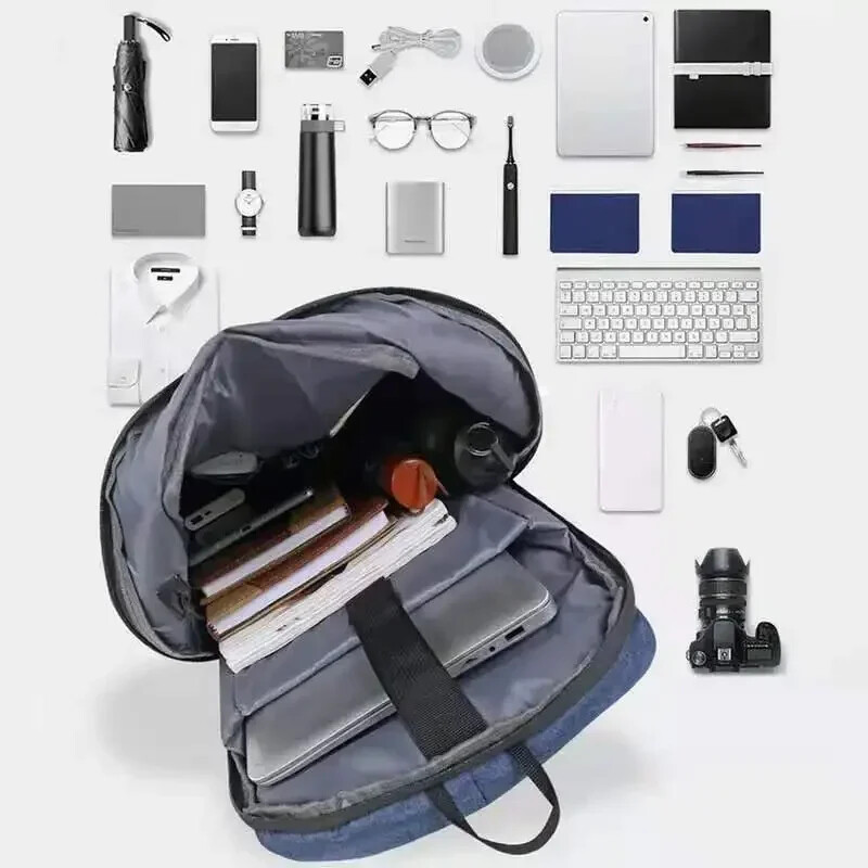 Pánsky batoh 2024, vodotesný, s USB nabíjaním a 15,6-palcovým notebookom, ležérny, Oxfordský, pre mužov, do práce, s taškou Mochila, na počítač a notebook.