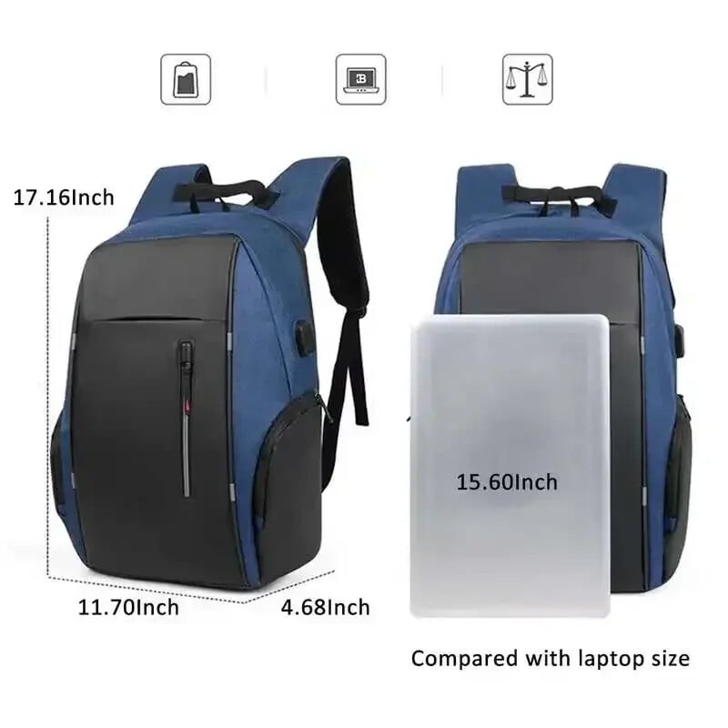 Pánsky batoh 2024, vodotesný, s USB nabíjaním a 15,6-palcovým notebookom, ležérny, Oxfordský, pre mužov, do práce, s taškou Mochila, na počítač a notebook.