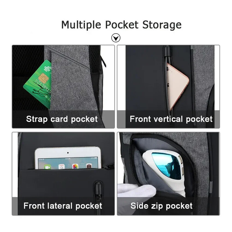 Pánsky batoh 2024, vodotesný, s USB nabíjaním a 15,6-palcovým notebookom, ležérny, Oxfordský, pre mužov, do práce, s taškou Mochila, na počítač a notebook.