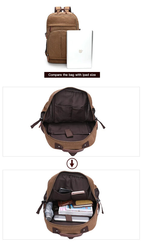 Férfi többfunkciós vászon hátizsák nagy kapacitású laptop hátizsák utazó hátizsák túrázáshoz bolsa рюкзак mochila hombre