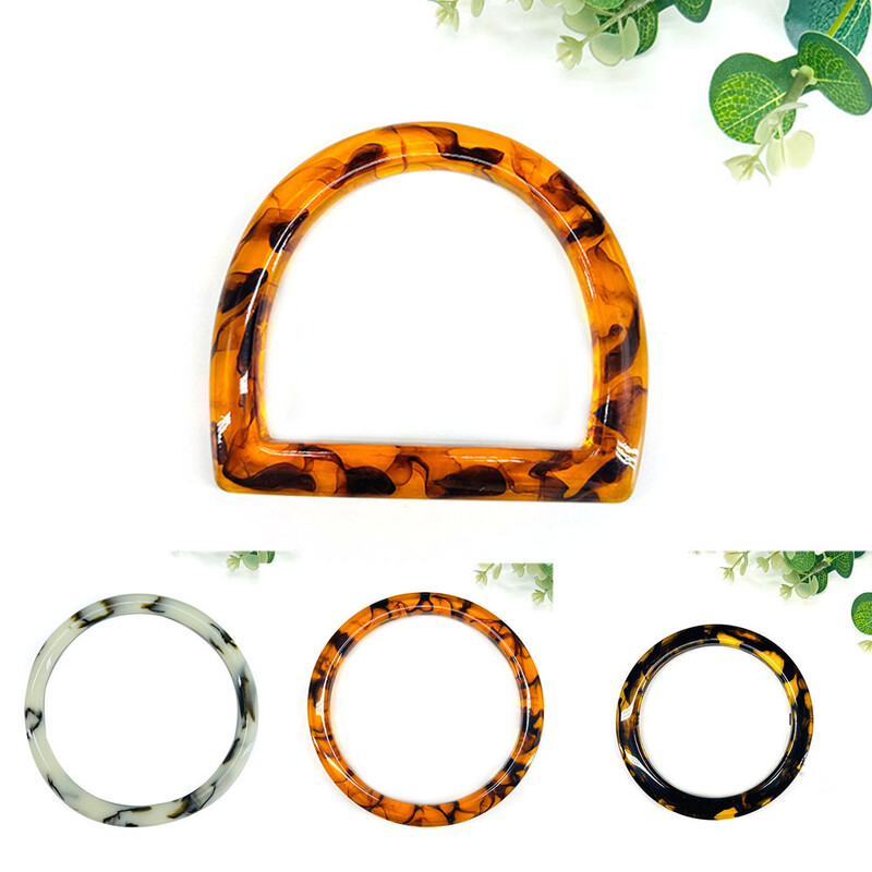 Αντικατάσταση χειρολαβής Πλεκτή τσάντα Τσάντα παραλίας DIY Αξεσουάρ Ρητίνη Μοτίβο στρογγυλής τσάντας σχήματος D Λαβή για λουριά χειροτεχνίας τσάντας