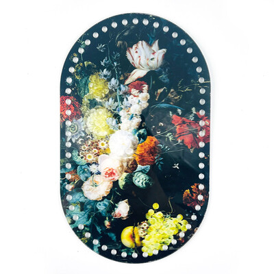 25*15cm ovális 1 db Retro virággal nyomtatott akril táska alap barkács kötéshez horgolt táska kézitáska betét párna alátét alsó formázó