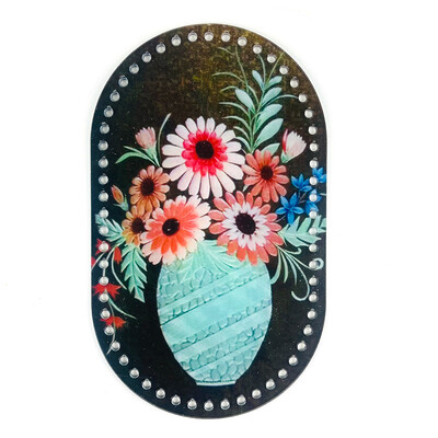 25*15cm ovális 1 db Retro virággal nyomtatott akril táska alap barkács kötéshez horgolt táska kézitáska betét párna alátét alsó formázó