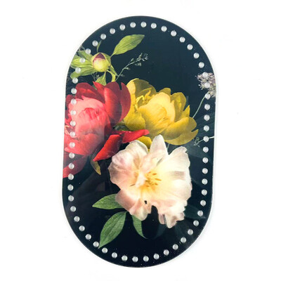 25*15cm ovális 1 db Retro virággal nyomtatott akril táska alap barkács kötéshez horgolt táska kézitáska betét párna alátét alsó formázó