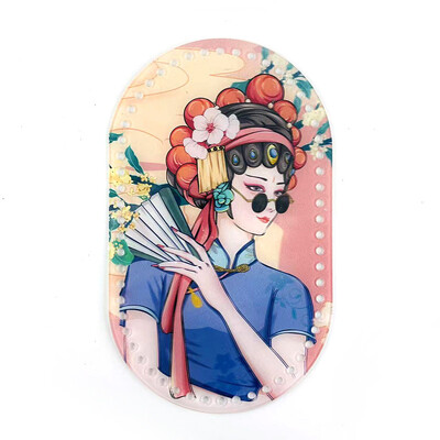 25*15cm ovális 1 db Retro virággal nyomtatott akril táska alap barkács kötéshez horgolt táska kézitáska betét párna alátét alsó formázó