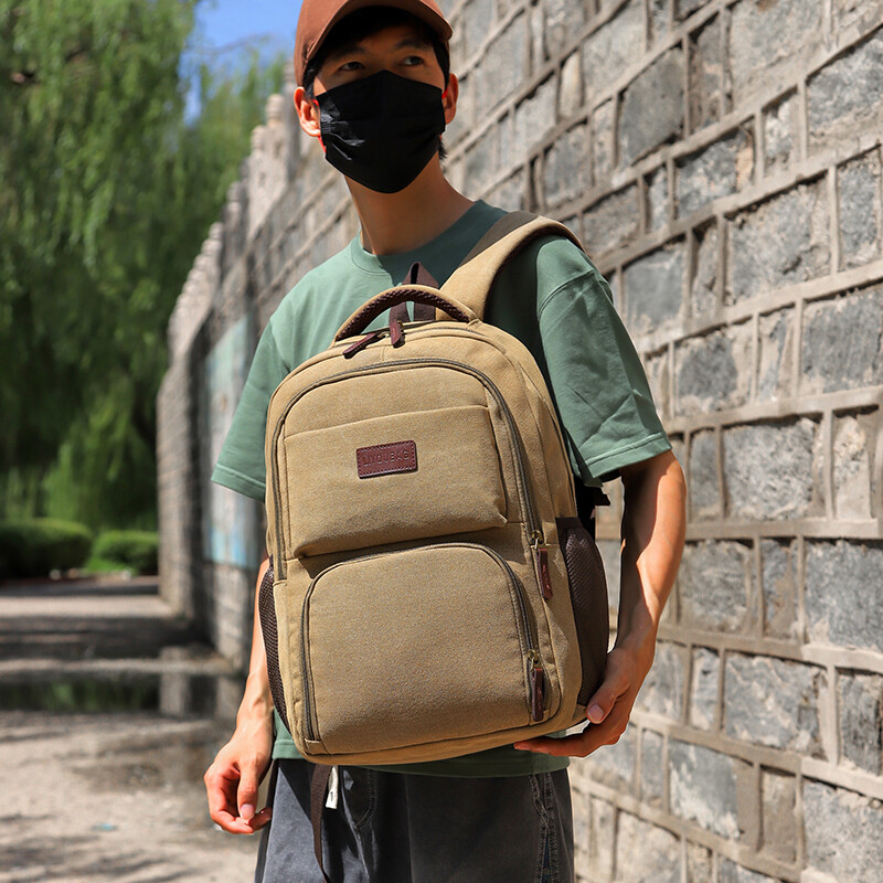 Khaki hátizsák férfiaknak 2024 kültéri utazási hátizsák vászon tini sport lovaglás hátizsákok hegymászó táskák férfi hadsereg zöld