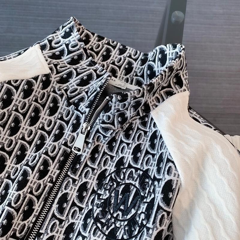 Ρετρό στάμπα μακρυμάνικο μπουφάν με φερμουάρ και παντελόνι με κορδόνι Σετ δύο τεμαχίων Μοντέρνα γυναικεία αθλητικά κοστούμια αθλητικές φόρμες