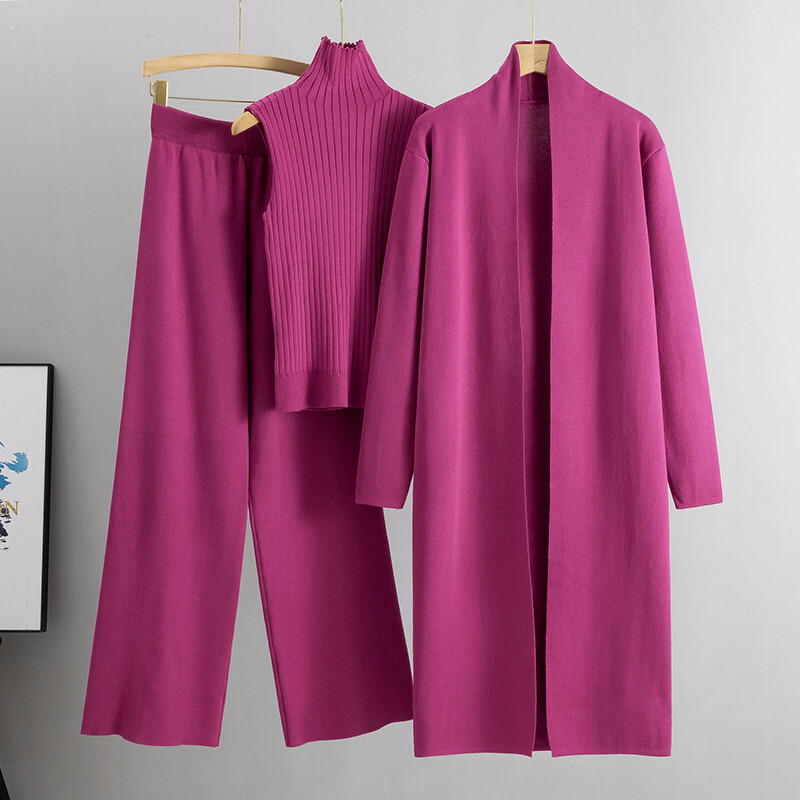 Pavasara rudens trīsdaļīgs sieviešu jakas treniņtērpis, modes trikotāžas bikšu komplekts.