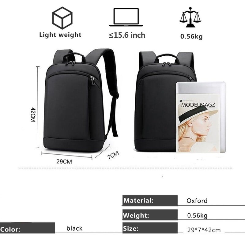 Nový ultratenký batoh na notebook s vysokou kapacitou 15,6 palcov, obchodná taška pre mužov, unisex batoh, mäkký tenký batoh