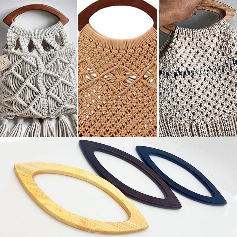 Náhradná rukoväť z masívneho dreva na tašku, DIY tote, drevená taška s pevnou rukoväťou, klasický popruh na šitie, háčkovanú tašku, peňaženku, príslušenstvo