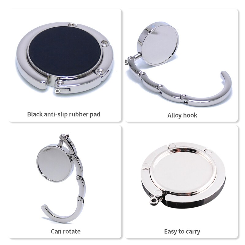 Hordozható összecsukható táska akasztó kézitáska horogtartó asztali kampó kristály ötvözet pénztárcatartó kör alakú táskatartozékok