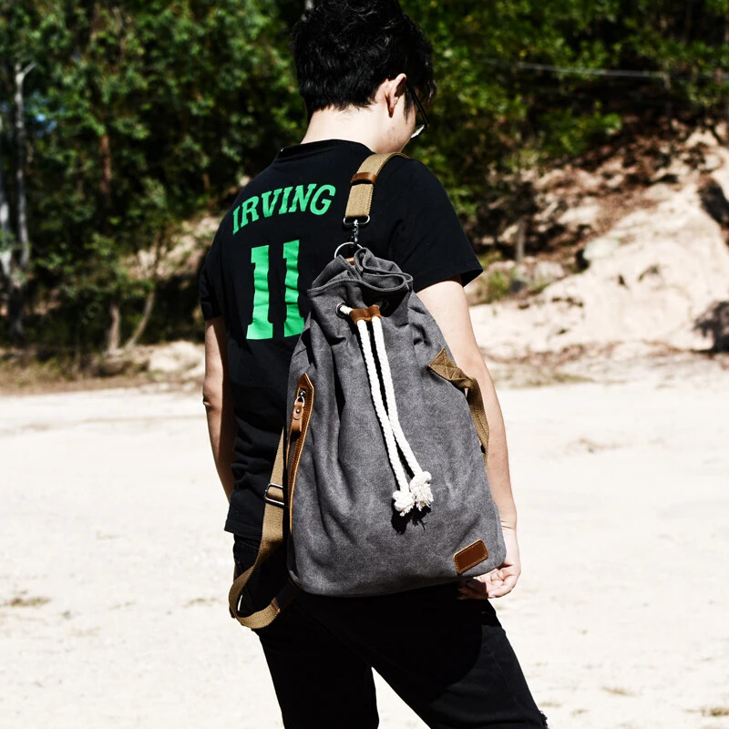 Amerikai vászon hátizsák válltáska jüan tong bao Vintage táskák Sport tornazsák Utazási hátizsák Vödörtáska Férfi