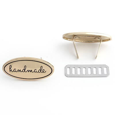 10 gab ovālas metāla gravēšanas somas etiķetes un etiķetes sprādze apģērba rokassomu dekorēšanai DIY pasūtījuma roku darbs šūšanas birku piederumi