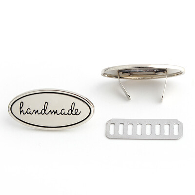 10 gab ovālas metāla gravēšanas somas etiķetes un etiķetes sprādze apģērba rokassomu dekorēšanai DIY pasūtījuma roku darbs šūšanas birku piederumi