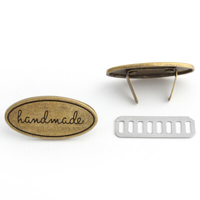 10 gab ovālas metāla gravēšanas somas etiķetes un etiķetes sprādze apģērba rokassomu dekorēšanai DIY pasūtījuma roku darbs šūšanas birku piederumi