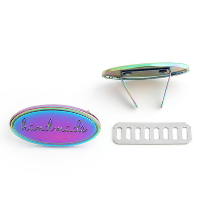 10 gab ovālas metāla gravēšanas somas etiķetes un etiķetes sprādze apģērba rokassomu dekorēšanai DIY pasūtījuma roku darbs šūšanas birku piederumi