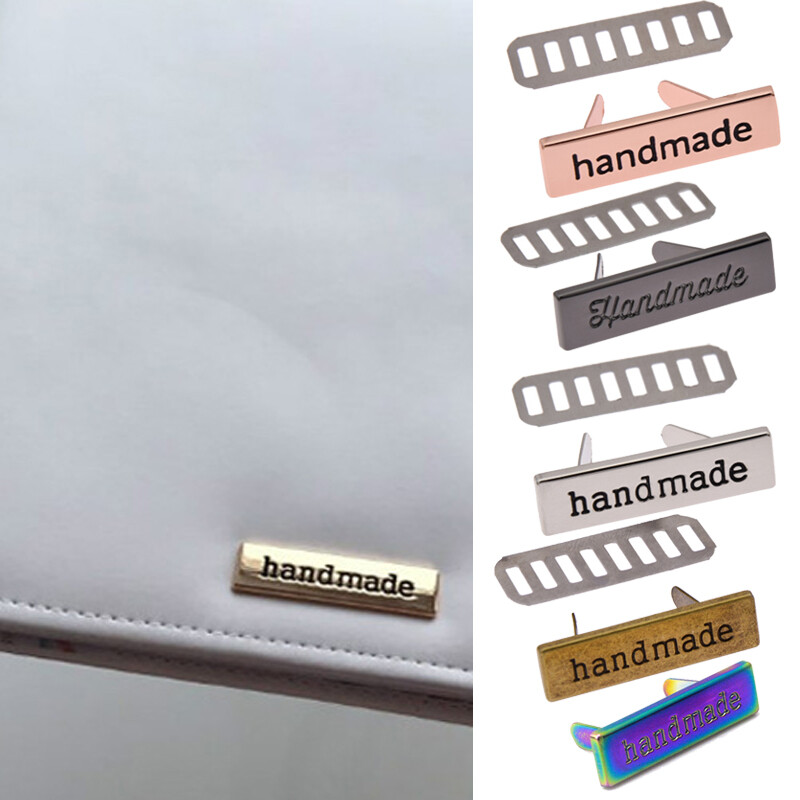 10 ks DIY ručne vyrobené kovové štítky na tašky, šijacie klobúky, remeselné štítky, obdĺžnikové štítky, módne oblečenie, batožinu, doplnky, značkovú etiketu