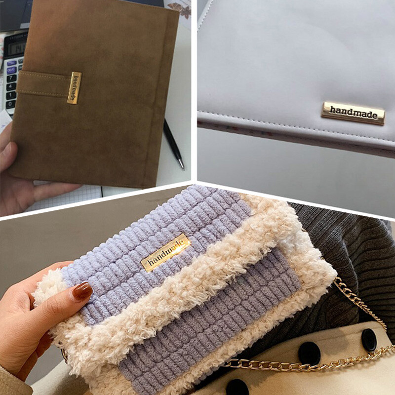 10 ks DIY ručne vyrobené kovové štítky na tašky, šijacie klobúky, remeselné štítky, obdĺžnikové štítky, módne oblečenie, batožinu, doplnky, značkovú etiketu
