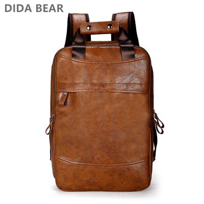 DIDA BEAR 2021 új férfi hátizsák PU bőr táska nagy laptop hátizsákok férfi Mochilas alkalmi iskolatáska tinédzsereknek, fiúknak