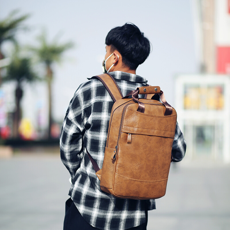 DIDA BEAR 2021 új férfi hátizsák PU bőr táska nagy laptop hátizsákok férfi Mochilas alkalmi iskolatáska tinédzsereknek, fiúknak