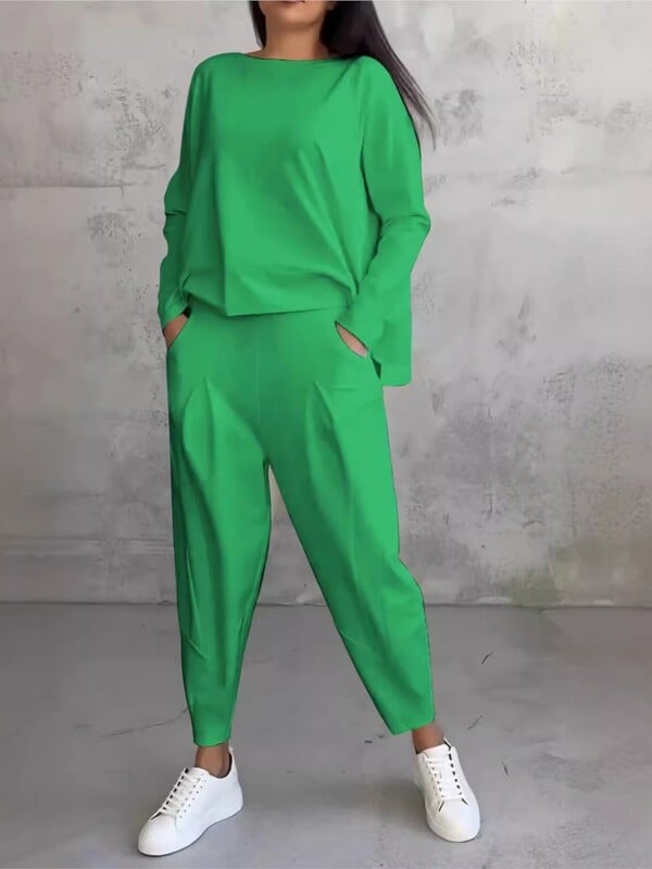 Tavaszi őszi szolid női sportkészlet új divatos, hosszú ujjú, szabálytalan felső hárem nadrág, kétrészes szett női ruhákhoz