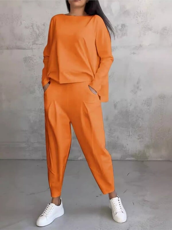 Tavaszi őszi szolid női sportkészlet új divatos, hosszú ujjú, szabálytalan felső hárem nadrág, kétrészes szett női ruhákhoz