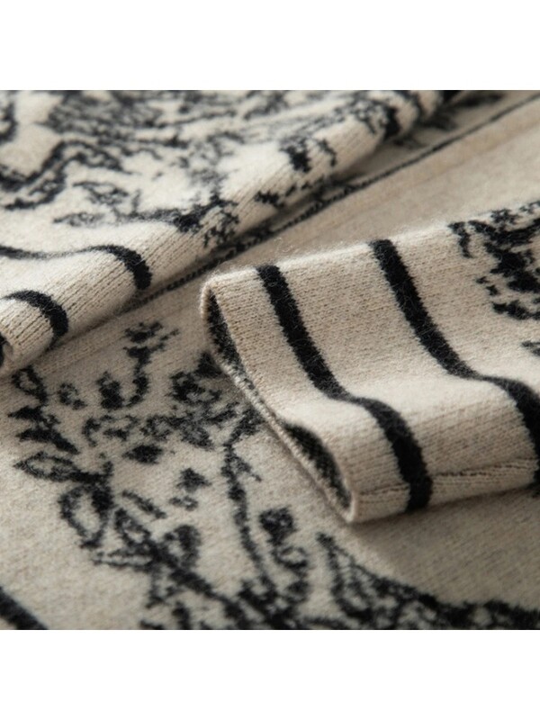 Vintage nyomtatott kötött 2 részes szettek Női Alkalmi kötöttáru Kapucnis cipzáras pulóverek Kabátok Conjunto magas derekú széles lábszárú nadrágkosztümök