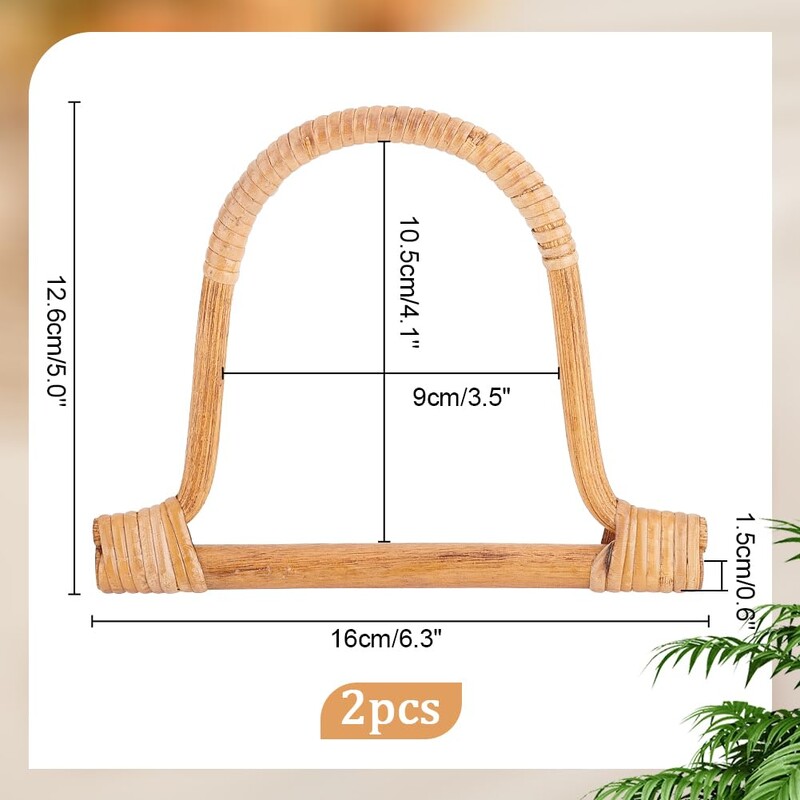 2 ΤΕΜ 6,2 ιντσών τσαντάκι σε σχήμα D, χερούλια από μπαστούνι, αντικατάσταση χειροποίητη τσάντα με βελονάκι παραλίας Καμβάς τσάντες DIY Αξεσουάρ κατασκευής τσαντών