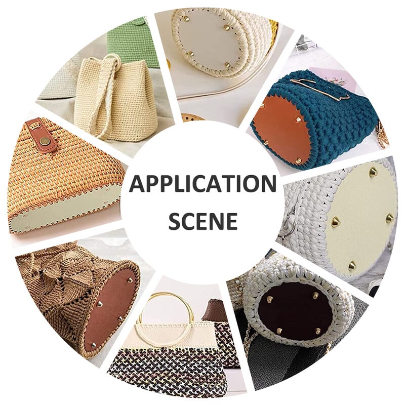 Fundă din piele PU QJH pentru geantă de tricotat, fund oval/rotund cu orificiu, accesorii pentru genți de tricotat diy, bază de geantă pentru croșetat