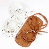 3 vnt. / rinkinys Naujas PU odinis „pasidaryk pats“ nėrimo krepšys, rankų darbo raištelių priedai, austų maišelių rinkinys, patvarus vienspalvis krepšio dugnas