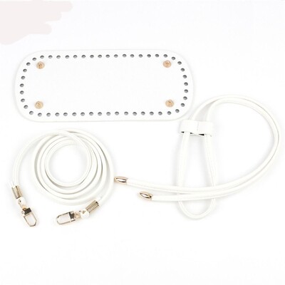 3 vnt. / rinkinys Naujas PU odinis „pasidaryk pats“ nėrimo krepšys, rankų darbo raištelių priedai, austų maišelių rinkinys, patvarus vienspalvis krepšio dugnas