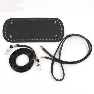 3 vnt. / rinkinys Naujas PU odinis „pasidaryk pats“ nėrimo krepšys, rankų darbo raištelių priedai, austų maišelių rinkinys, patvarus vienspalvis krepšio dugnas