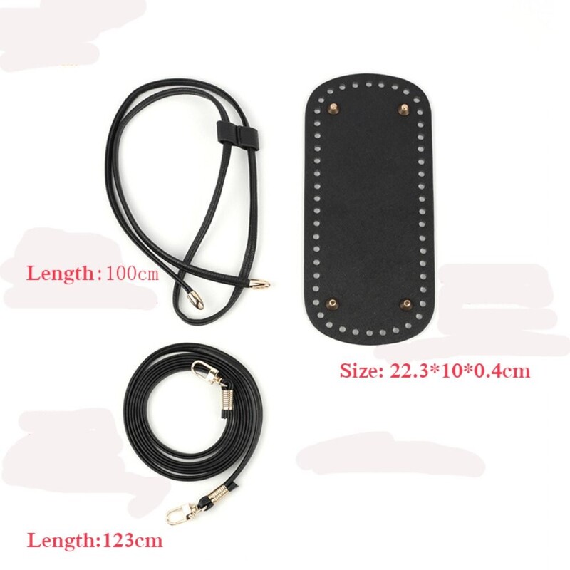 3 vnt. / rinkinys Naujas PU odinis „pasidaryk pats“ nėrimo krepšys, rankų darbo raištelių priedai, austų maišelių rinkinys, patvarus vienspalvis krepšio dugnas