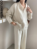 Colorfaith WS6781X 2024 New Vintage Σετ 2 τεμαχίων Ζακέτες με παντελόνι Πλεκτά Γυναικείες Φθινοπωρινές χειμερινές κορεάτικες κομψές φόρμες