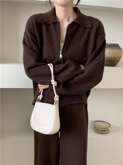 Colorfaith WS6781X 2024 New Vintage Σετ 2 τεμαχίων Ζακέτες με παντελόνι Πλεκτά Γυναικείες Φθινοπωρινές χειμερινές κορεάτικες κομψές φόρμες