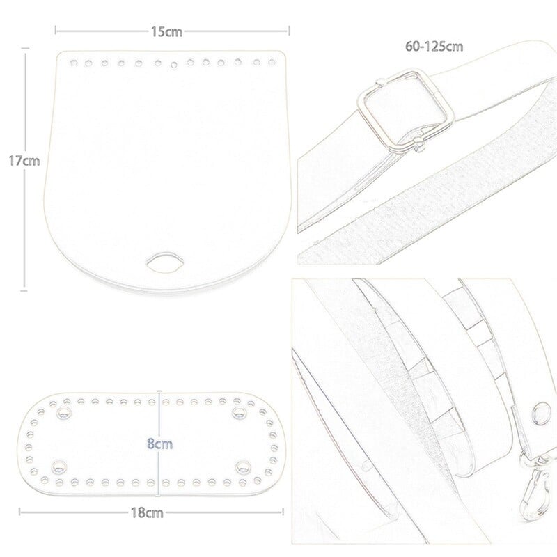 Háčkovaná spodná časť tašky, nastaviteľný ramenný popruh z PU kože, sada popruhov na tašku, crossbody taška, kabelka, tote, ručne vyrobená