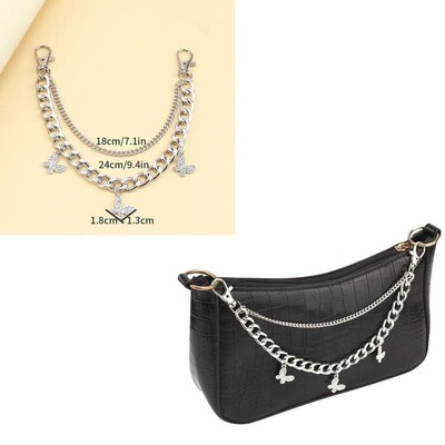 Y2k fém gyöngy láncszíj táskákhoz Többrétegű táskalánc kézitáskához DIY fogantyúk Csillagfüggő válltáska lánctartozékok