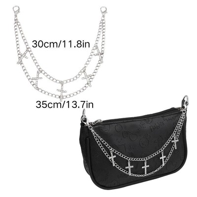 Y2k fém gyöngy láncszíj táskákhoz Többrétegű táskalánc kézitáskához DIY fogantyúk Csillagfüggő válltáska lánctartozékok