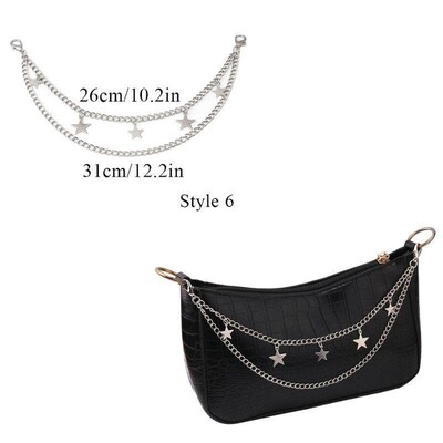 Y2k fém gyöngy láncszíj táskákhoz Többrétegű táskalánc kézitáskához DIY fogantyúk Csillagfüggő válltáska lánctartozékok