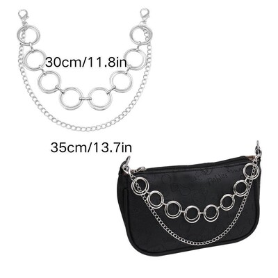 Y2k fém gyöngy láncszíj táskákhoz Többrétegű táskalánc kézitáskához DIY fogantyúk Csillagfüggő válltáska lánctartozékok